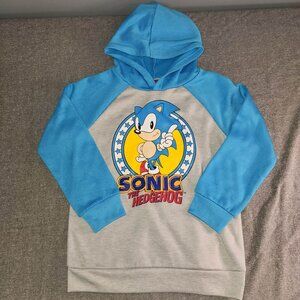 Sonic the Hedgehog Kids Hoodie Sweatshirt Blue & Gray Size 7/8